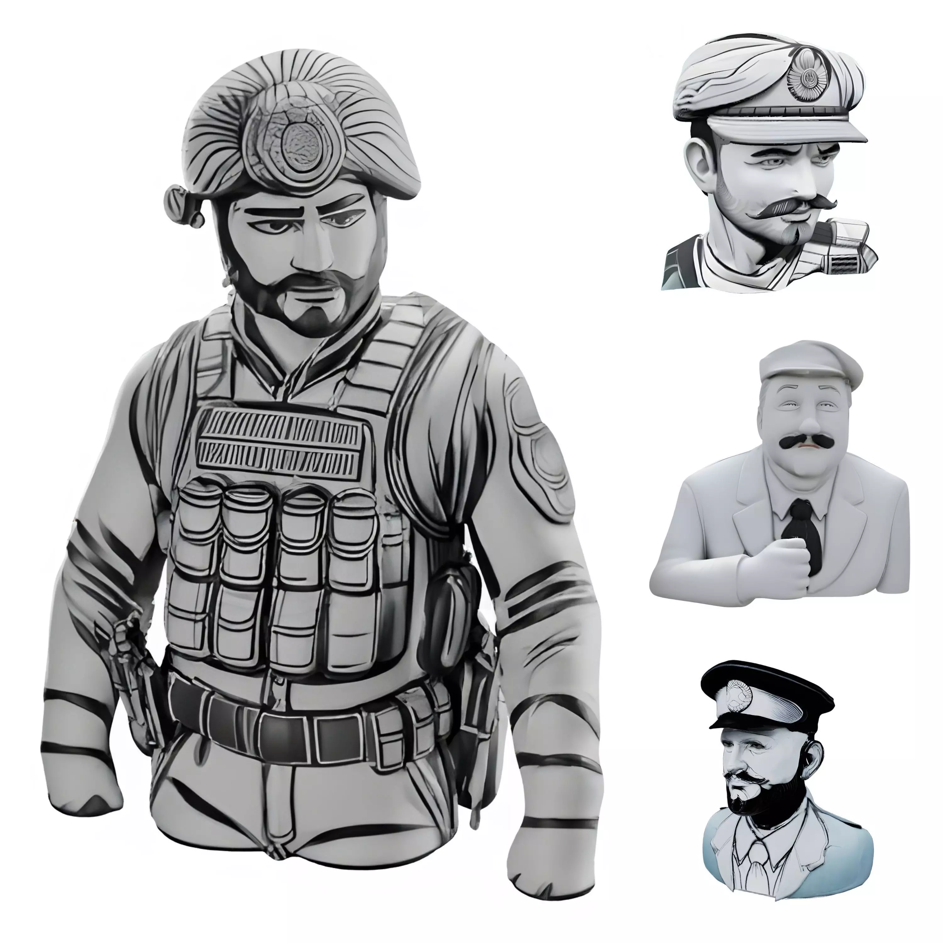 Stylized Hero Bust Collection 3D print model_0