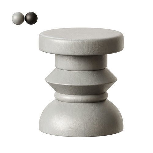 Curved Base Concrete Stool 3D model
