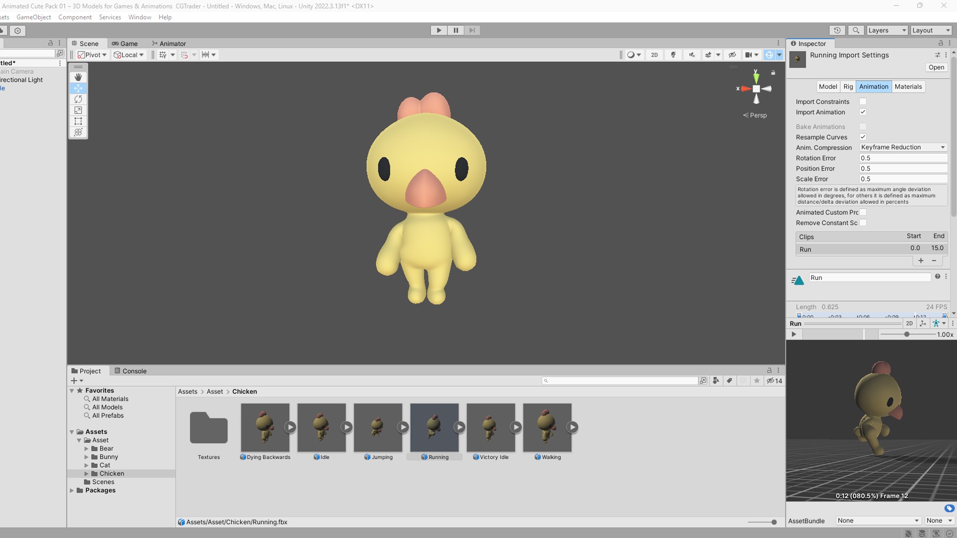 Little Chicken Animated Cute 3D Models For Games And Animations Low-poly 3D model_3