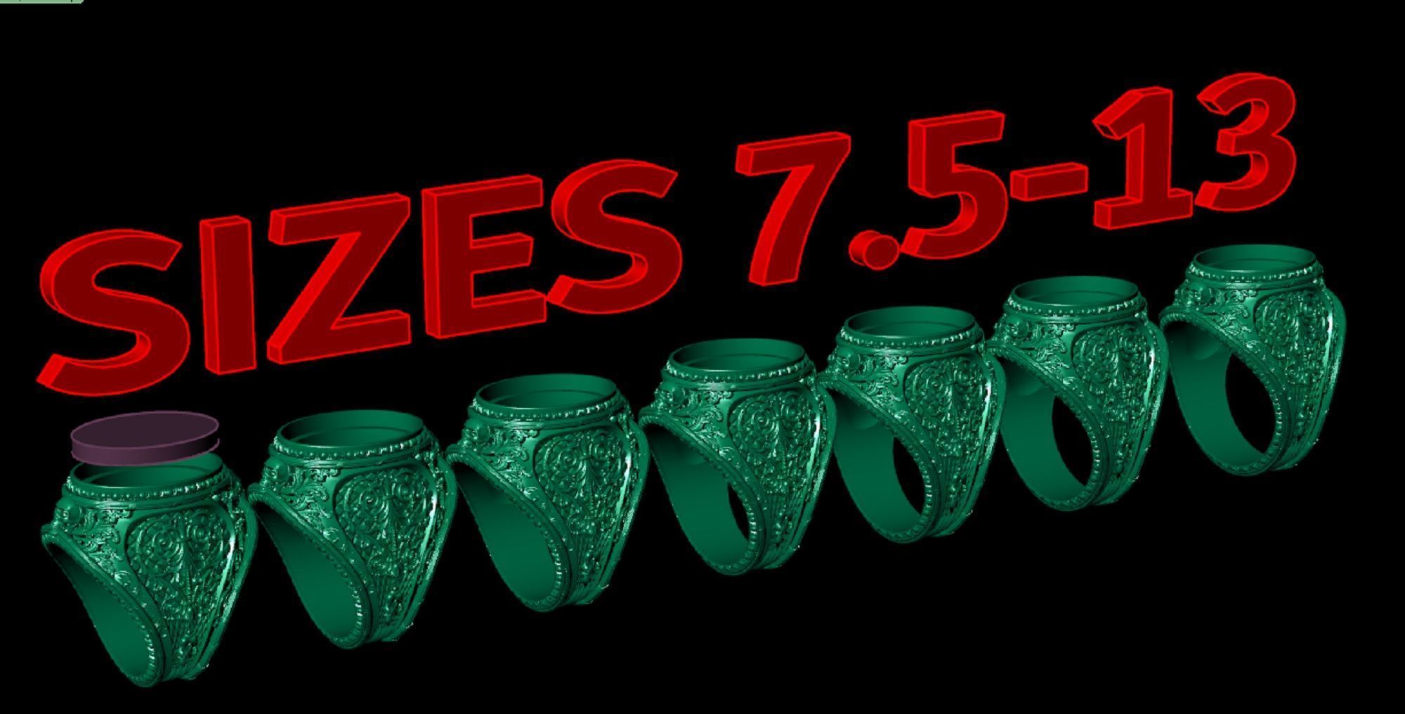 mens  ring with pattern and sculls 3D print model_7