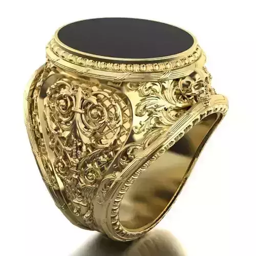 mens  ring with pattern and sculls