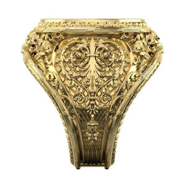 mens  ring with pattern and sculls 3D print model_1