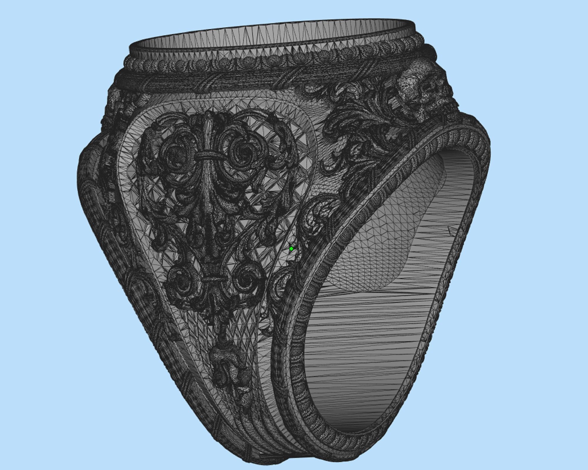 mens  ring with pattern and sculls 3D print model_8