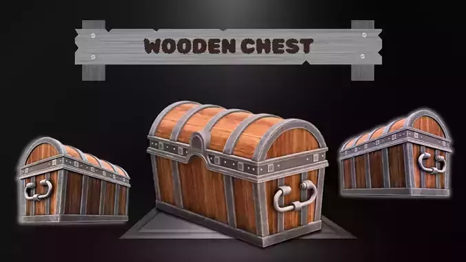 Wood Chest 3D Model 