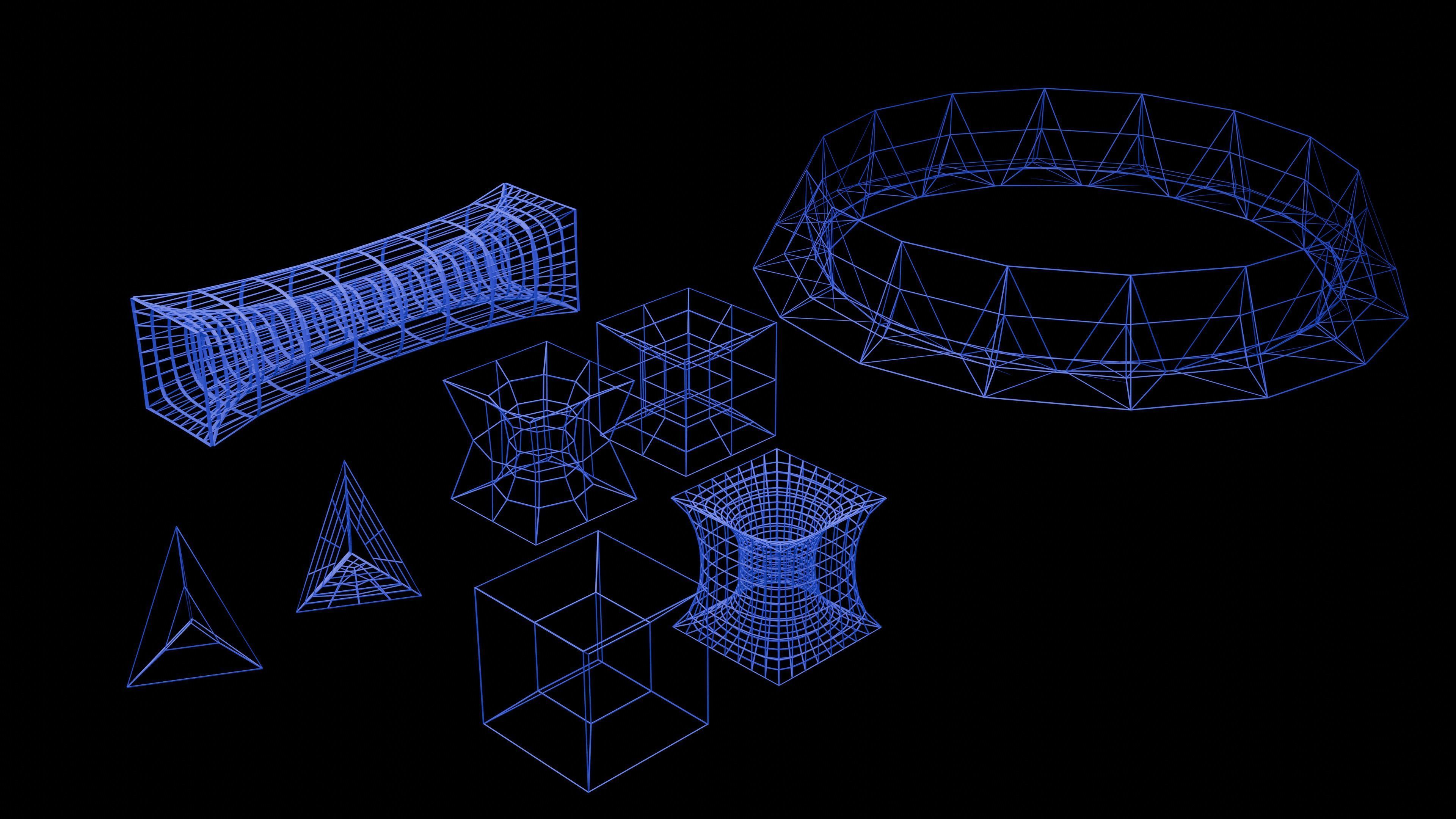 4D objects including a tesseract Low-poly 3D model_7