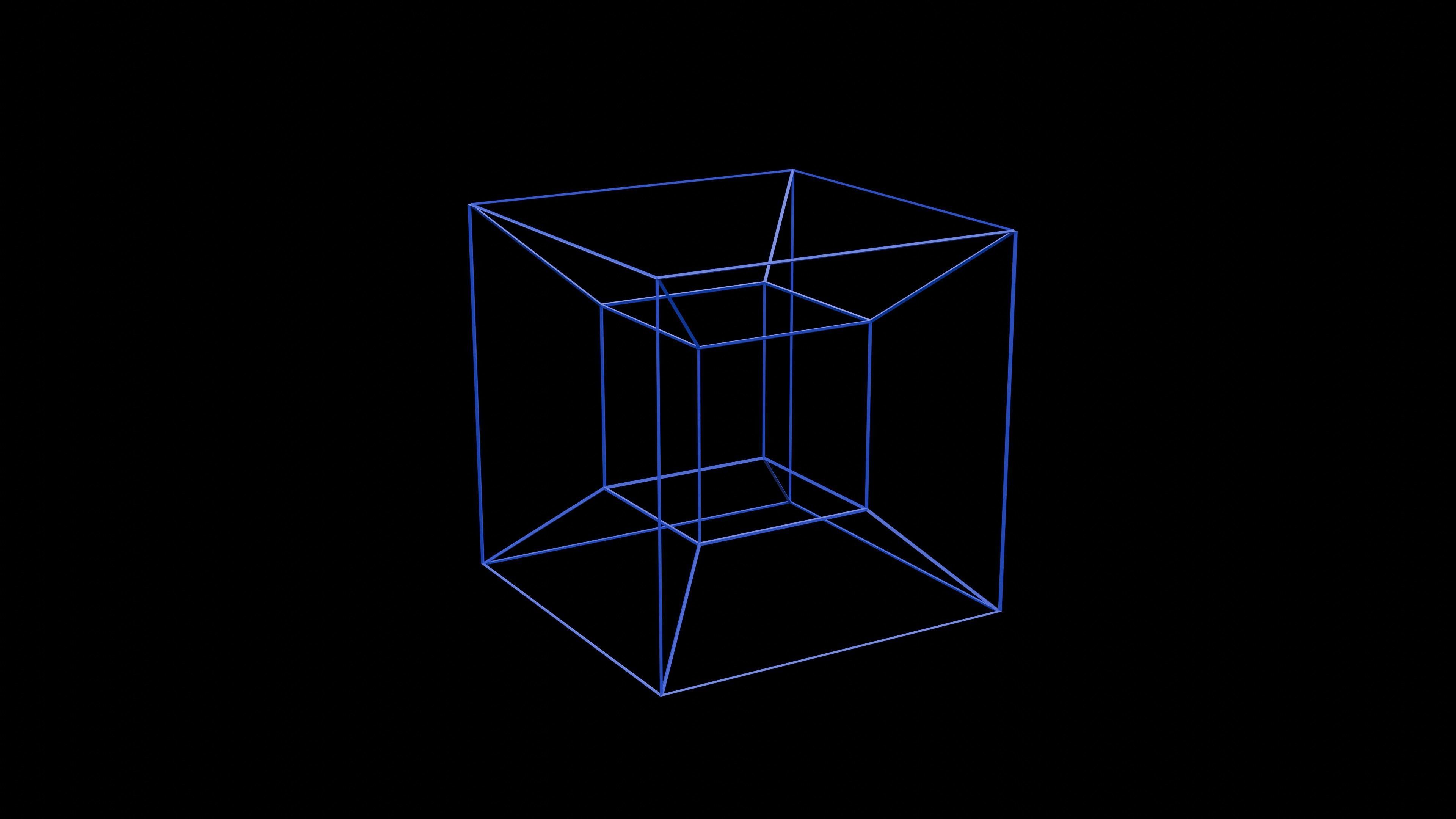4D objects including a tesseract Low-poly 3D model_1
