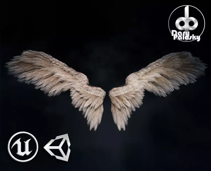 Angel Wings Low-poly 3D model_0