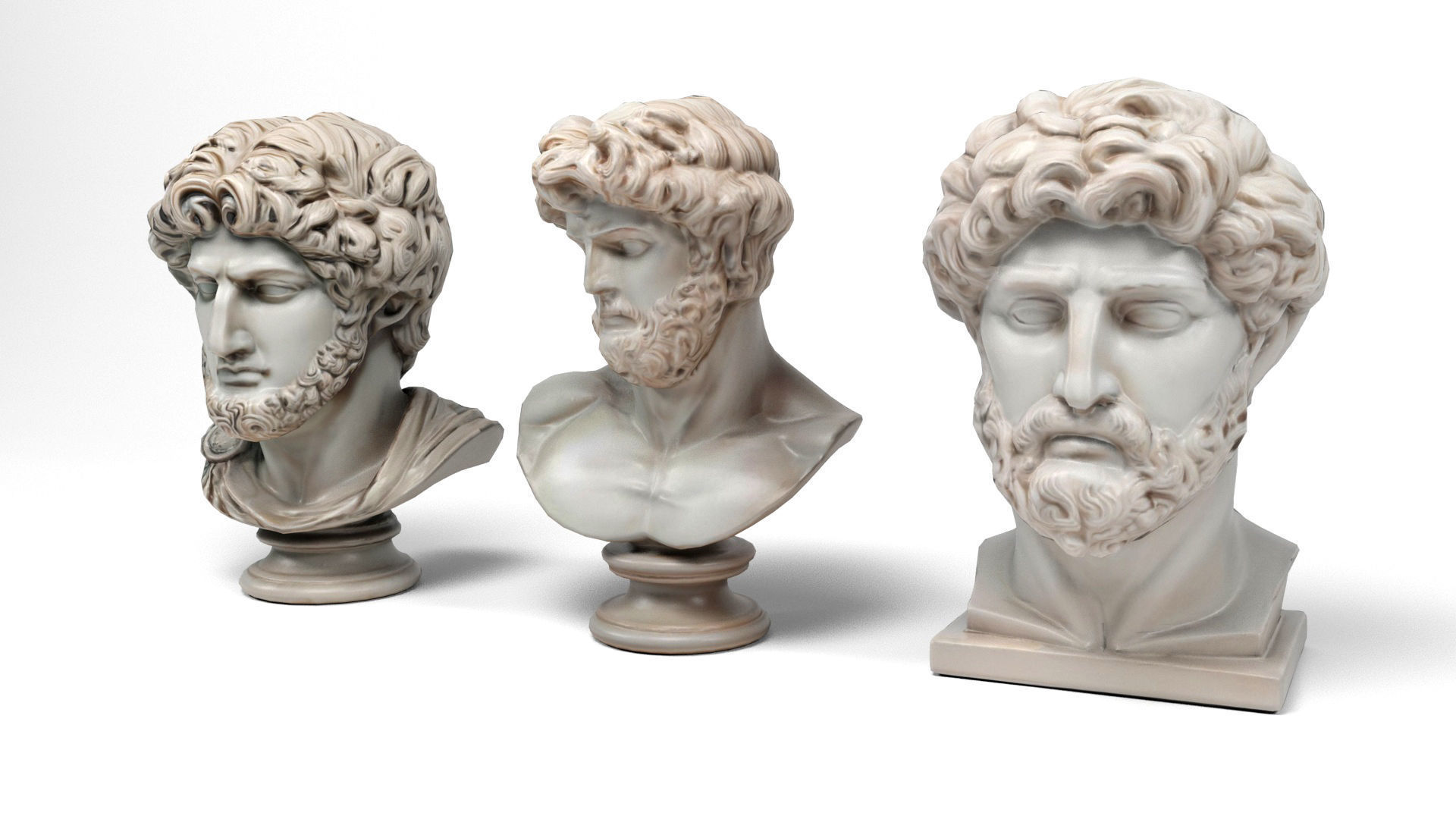 Greek Busts Low-poly 3D model_1