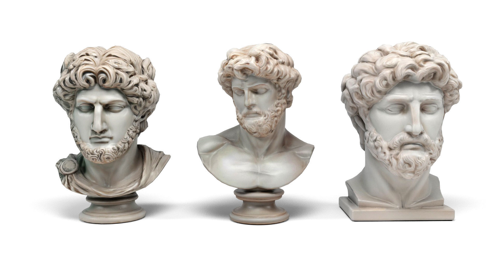 Greek Busts Low-poly 3D model_3