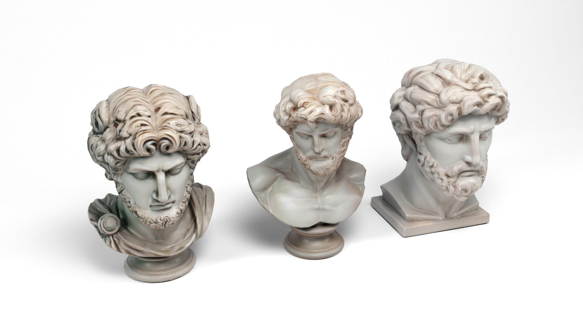 Greek Busts Low-poly 3D model_4