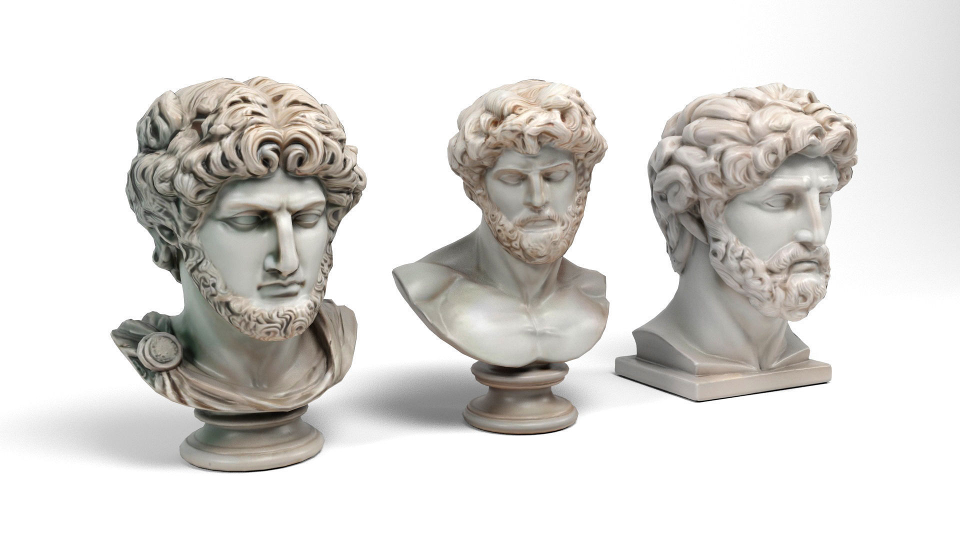 Greek Busts Low-poly 3D model_2