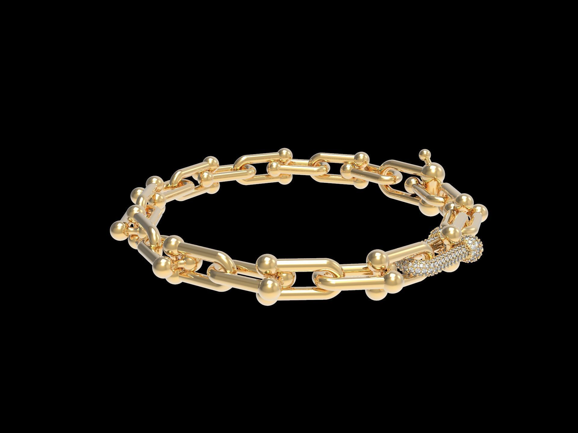 Link Hardwear Diamond Paved Bracelet 3D print model_1