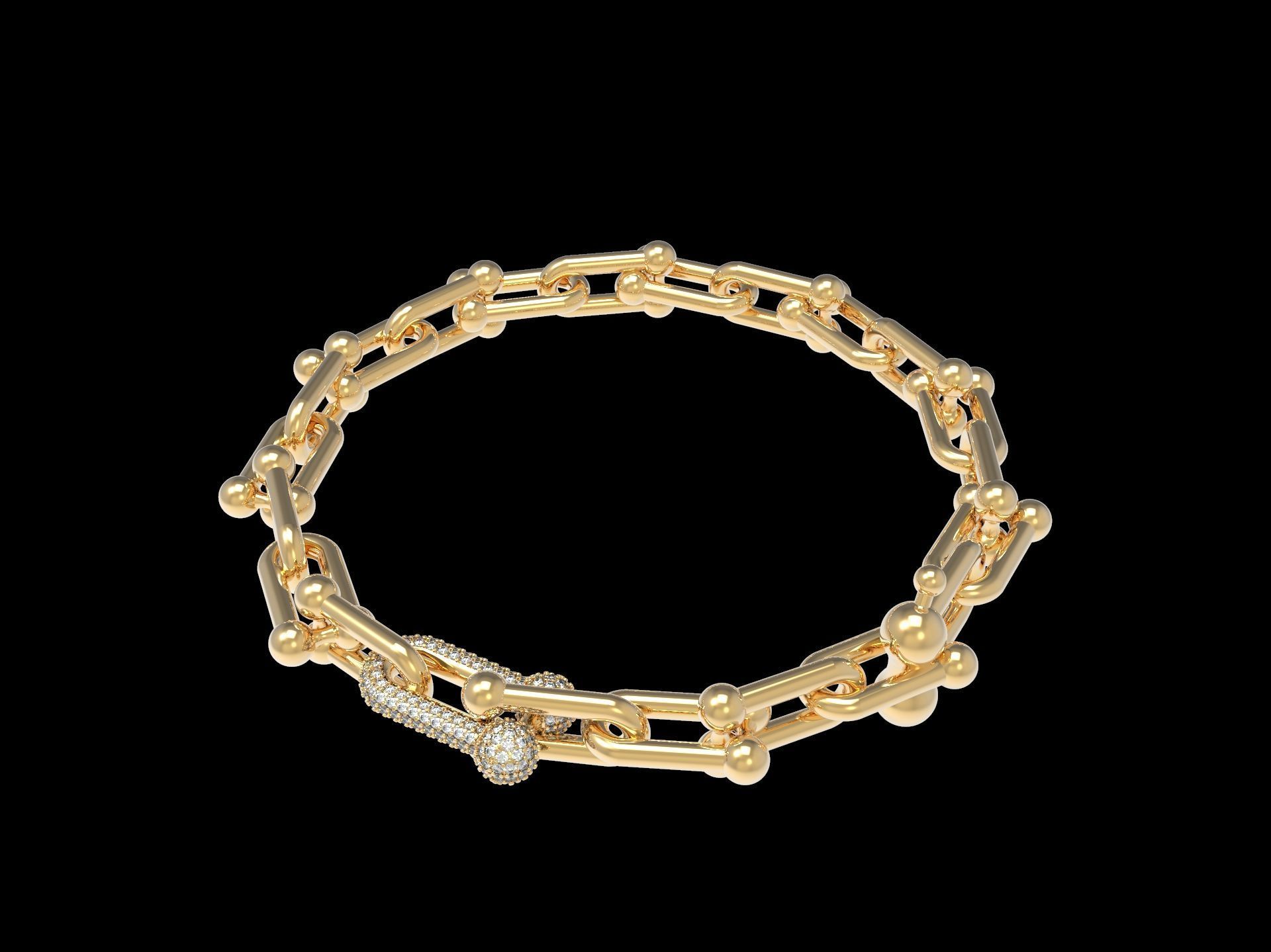 Link Hardwear Diamond Paved Bracelet 3D print model_2