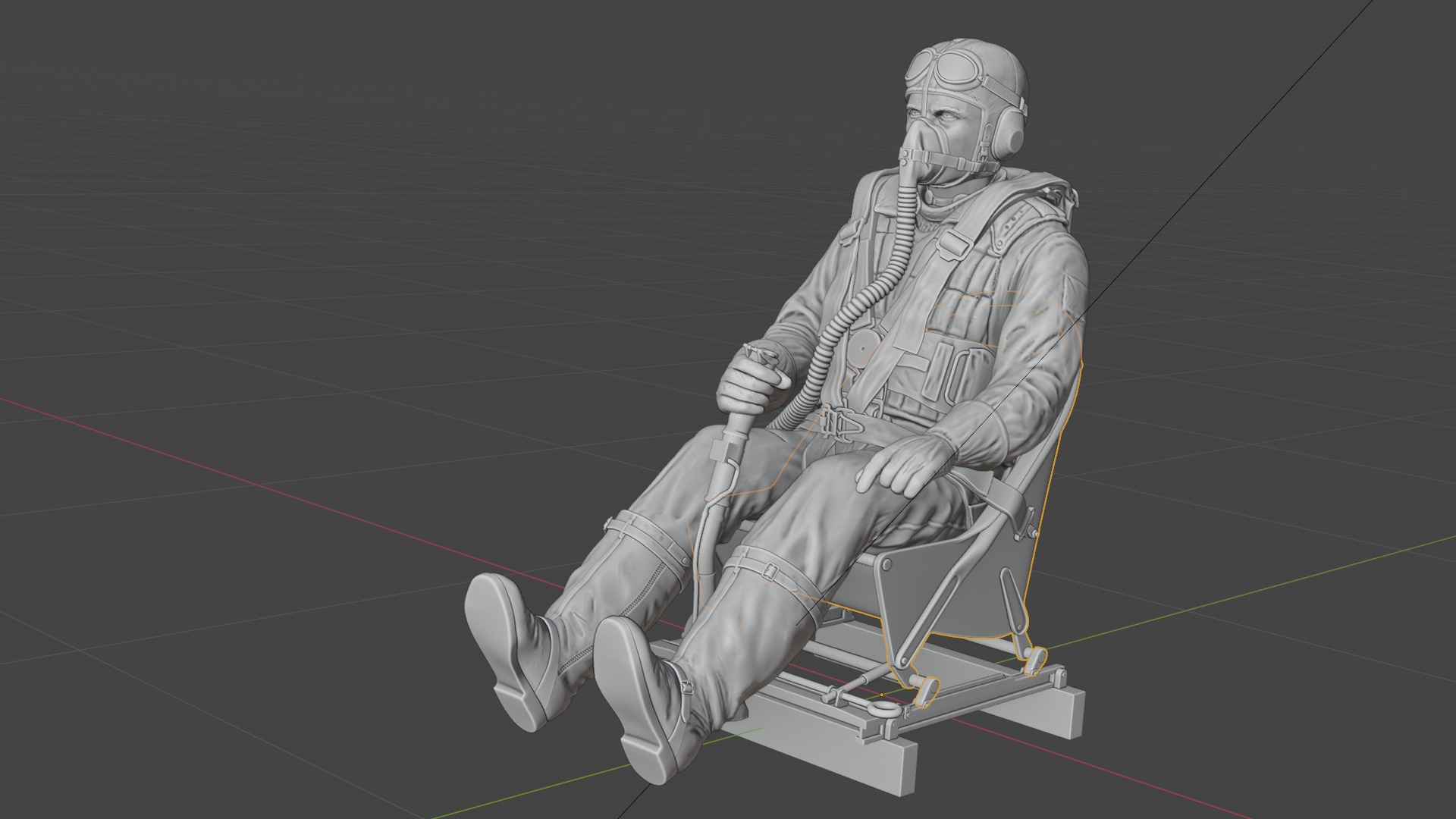 German WWII Stuka Pilot 3D print model_6