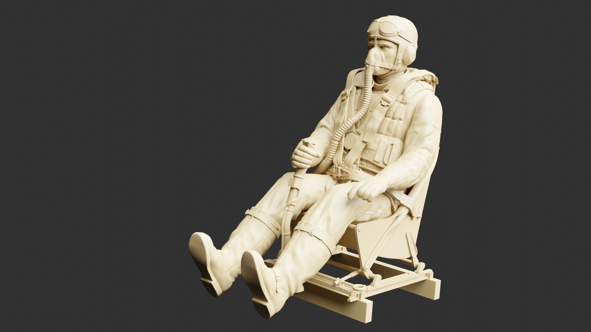 German WWII Stuka Pilot 3D print model_2