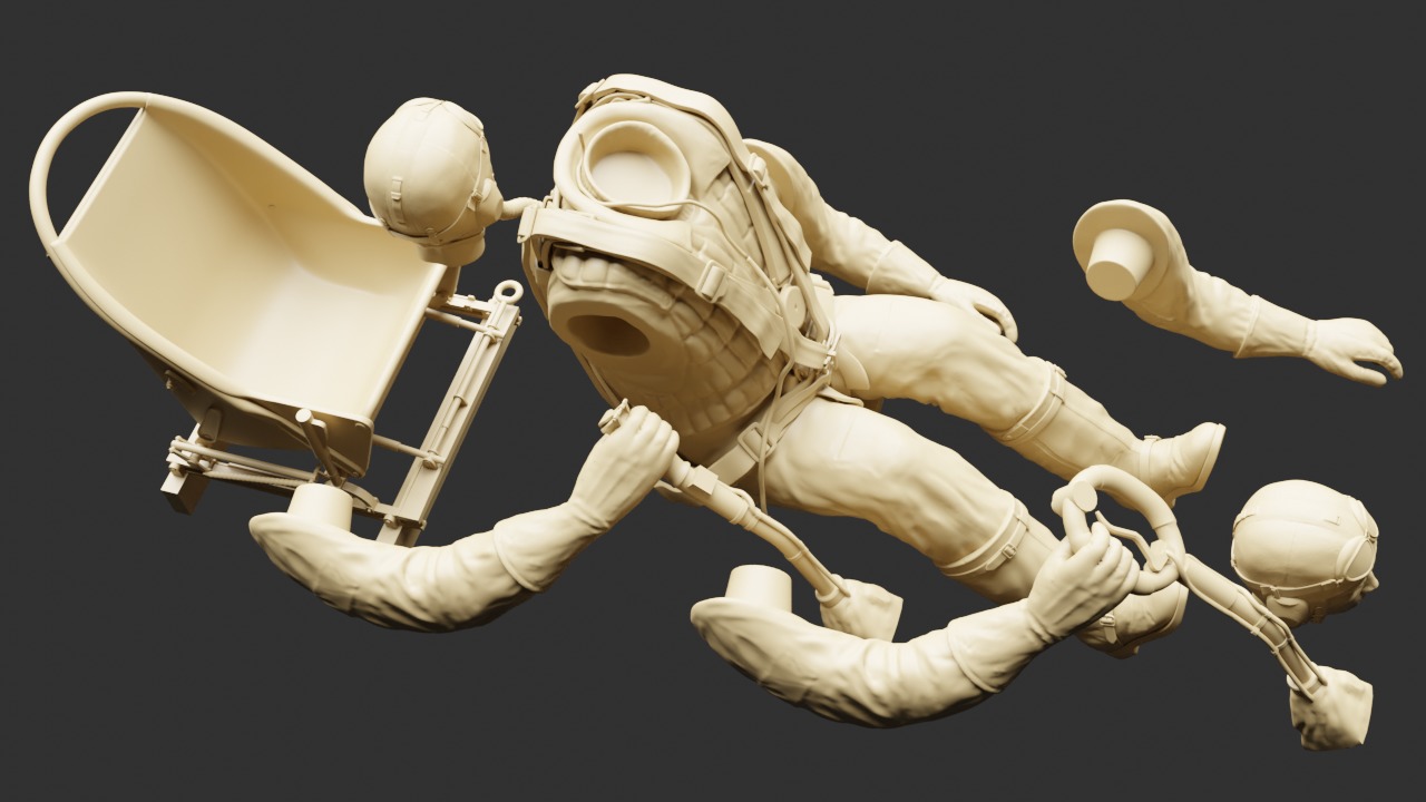 German WWII Stuka Pilot 3D print model_4