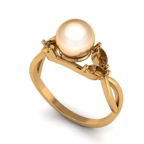 Ring with a Pearl stone N011131 3D print model