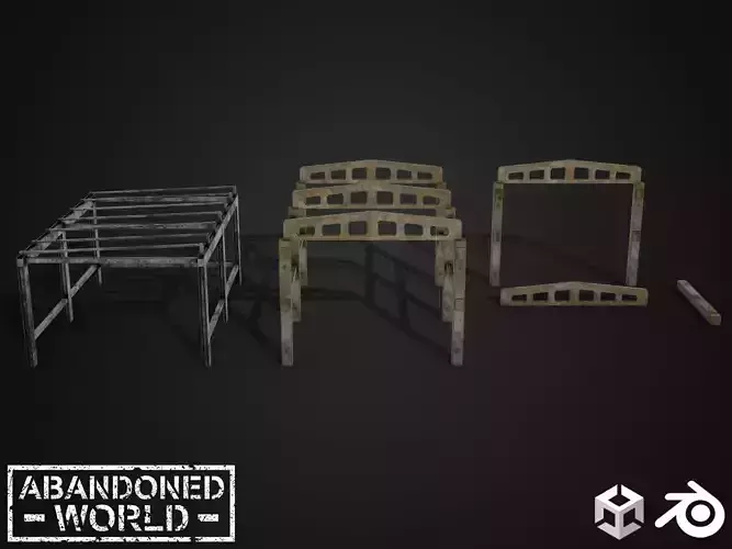 Abandoned Parts Of Hangar Low-poly 3D model