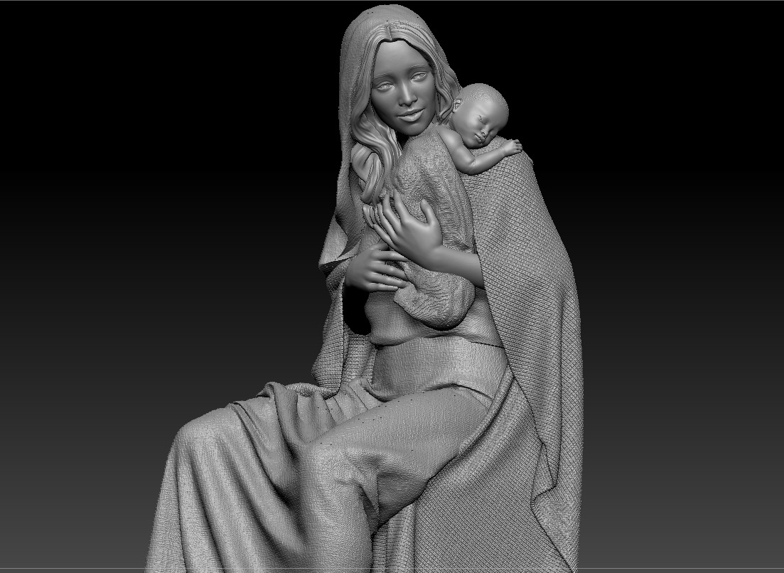 A sweet Mary with Jesus child 3d printable 3D print model_7
