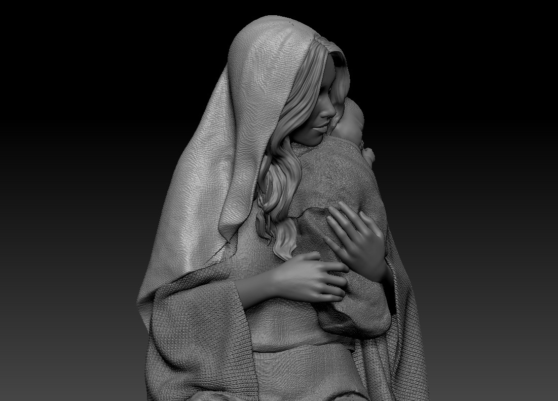 A sweet Mary with Jesus child 3d printable 3D print model_4
