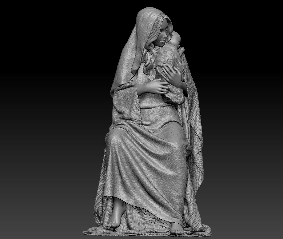 A sweet Mary with Jesus child 3d printable 3D print model_6