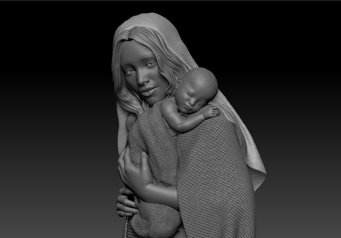 A sweet Mary with Jesus child 3d printable 3D print model_3