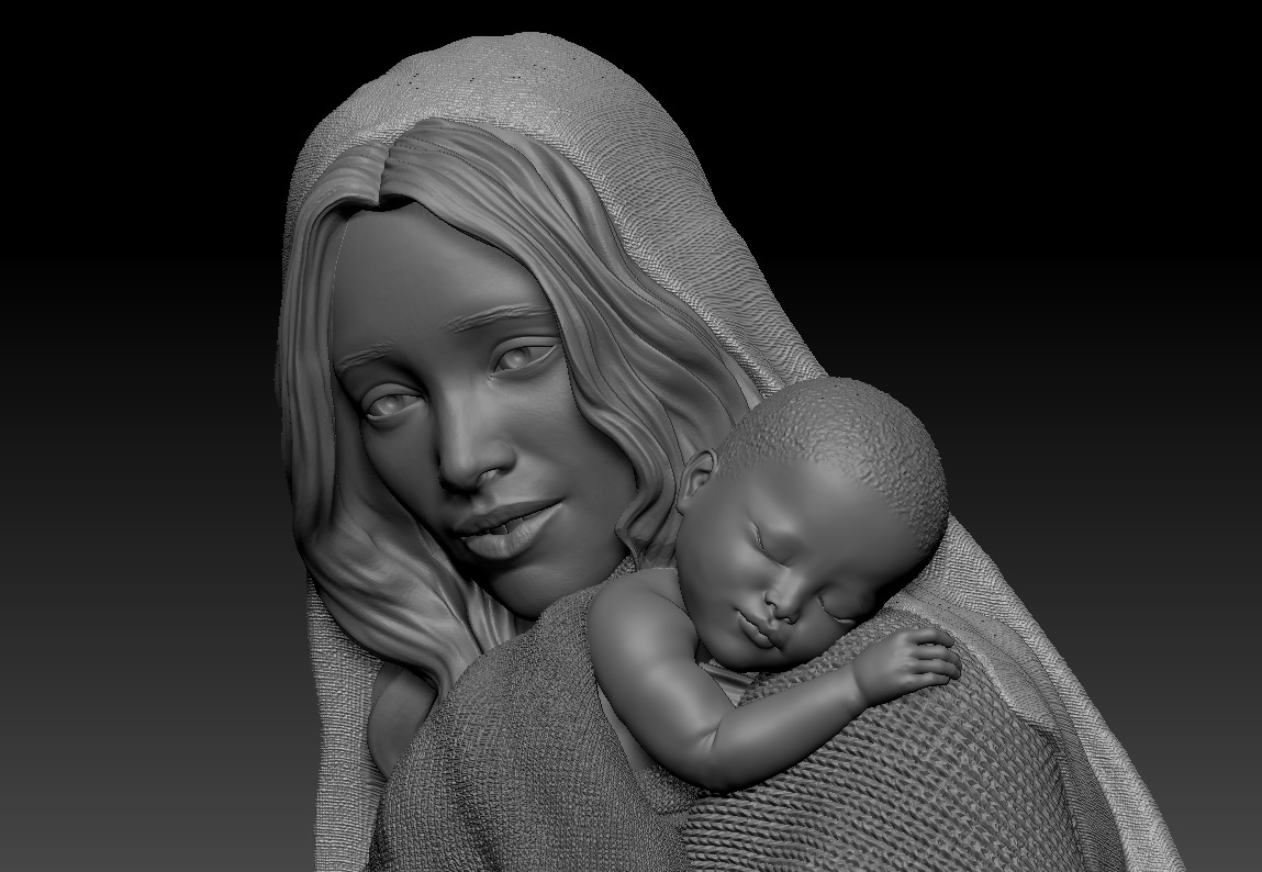 A sweet Mary with Jesus child 3d printable 3D print model_2