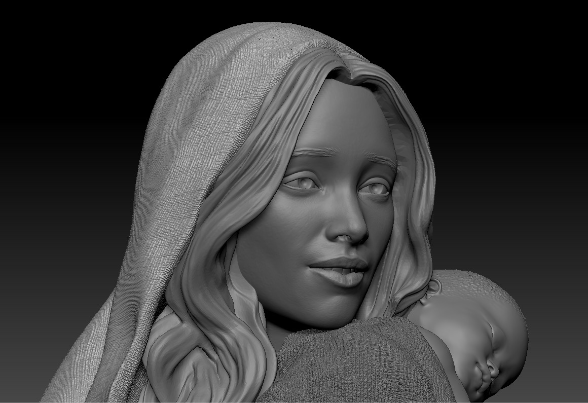 A sweet Mary with Jesus child 3d printable 3D print model_1