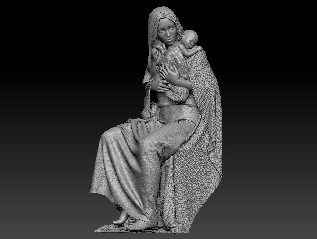 A sweet Mary with Jesus child 3d printable 3D print model_5