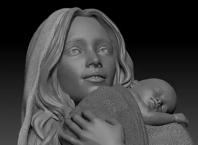 A sweet Mary with Jesus child 3d printable 3D print model
