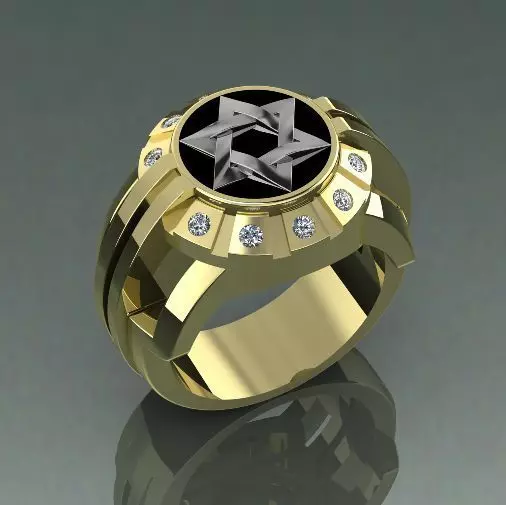 Mens ring with a star N012621 3D print model