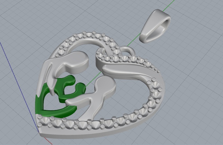 Heart pendant N012603 3D print model_2