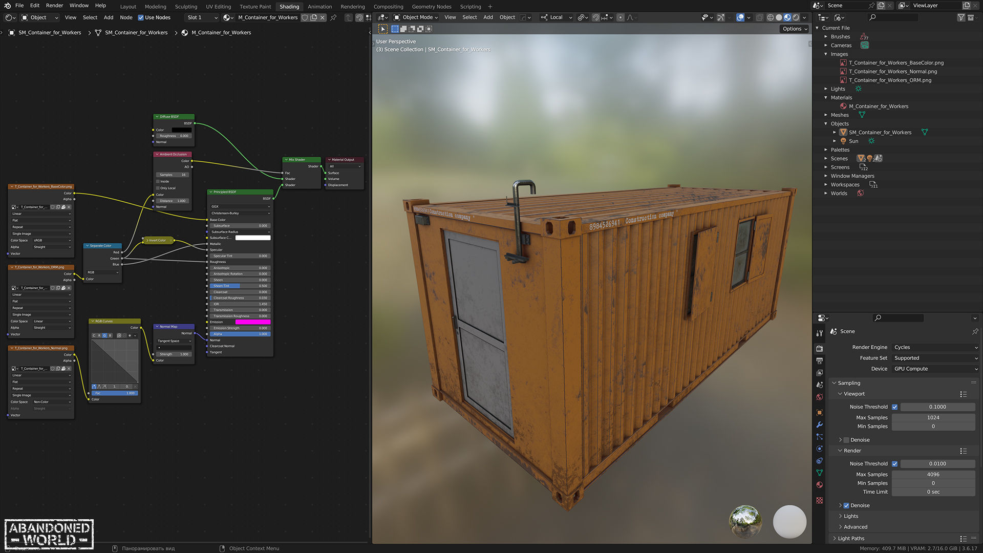 Container For Workers Low-poly 3D model_11
