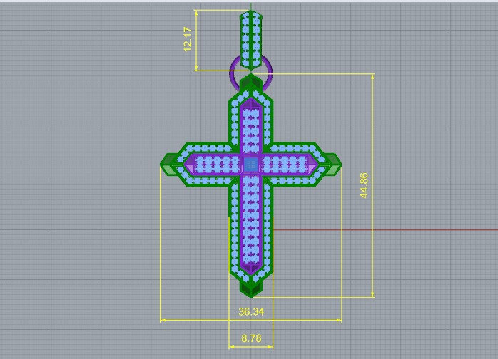 Pendant cross N012678 3D print model_5
