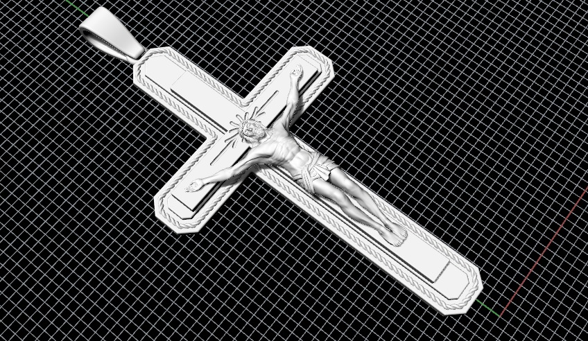 Pendant cross N012672 3D print model_7
