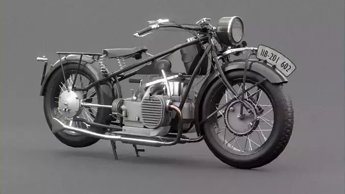 Vintage Motorcycle Low-poly 3D model