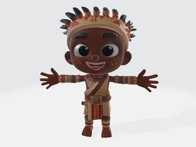 African cartoon tribe man 3D model
