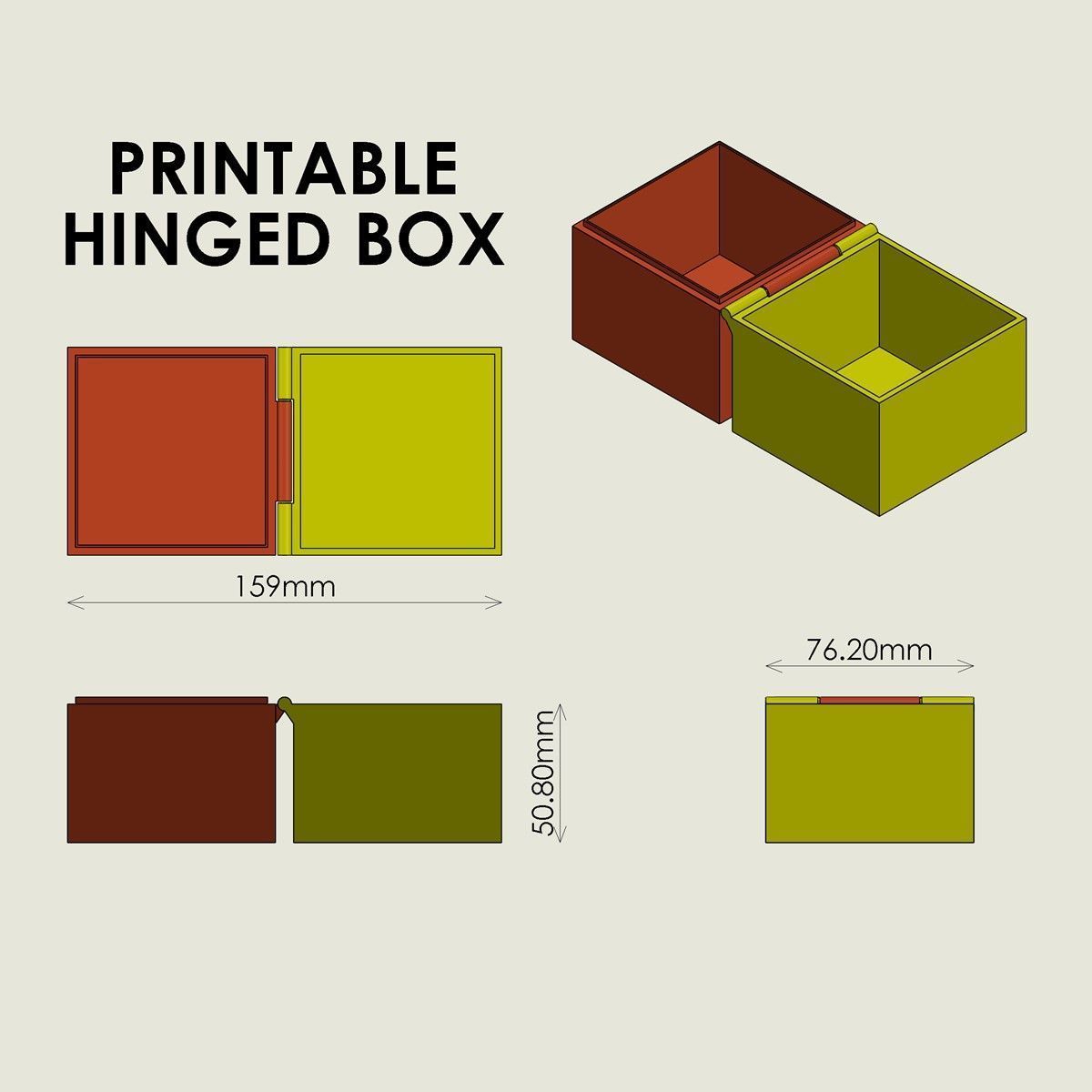 Printable Hinged Box 3D print model_5
