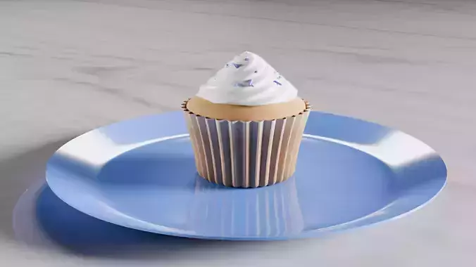 Vanilla Cupcake Low-poly 3D model
