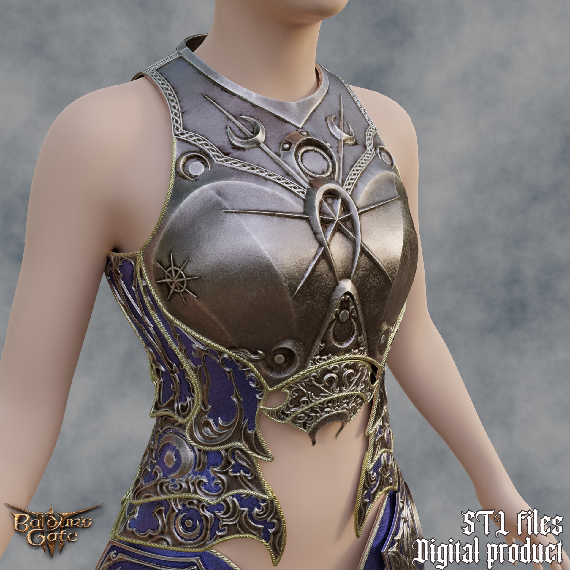 Fantasy Nightsong  Dame Aylin Cosplay Body Armor Baldurs Gate 3 3D print model_4