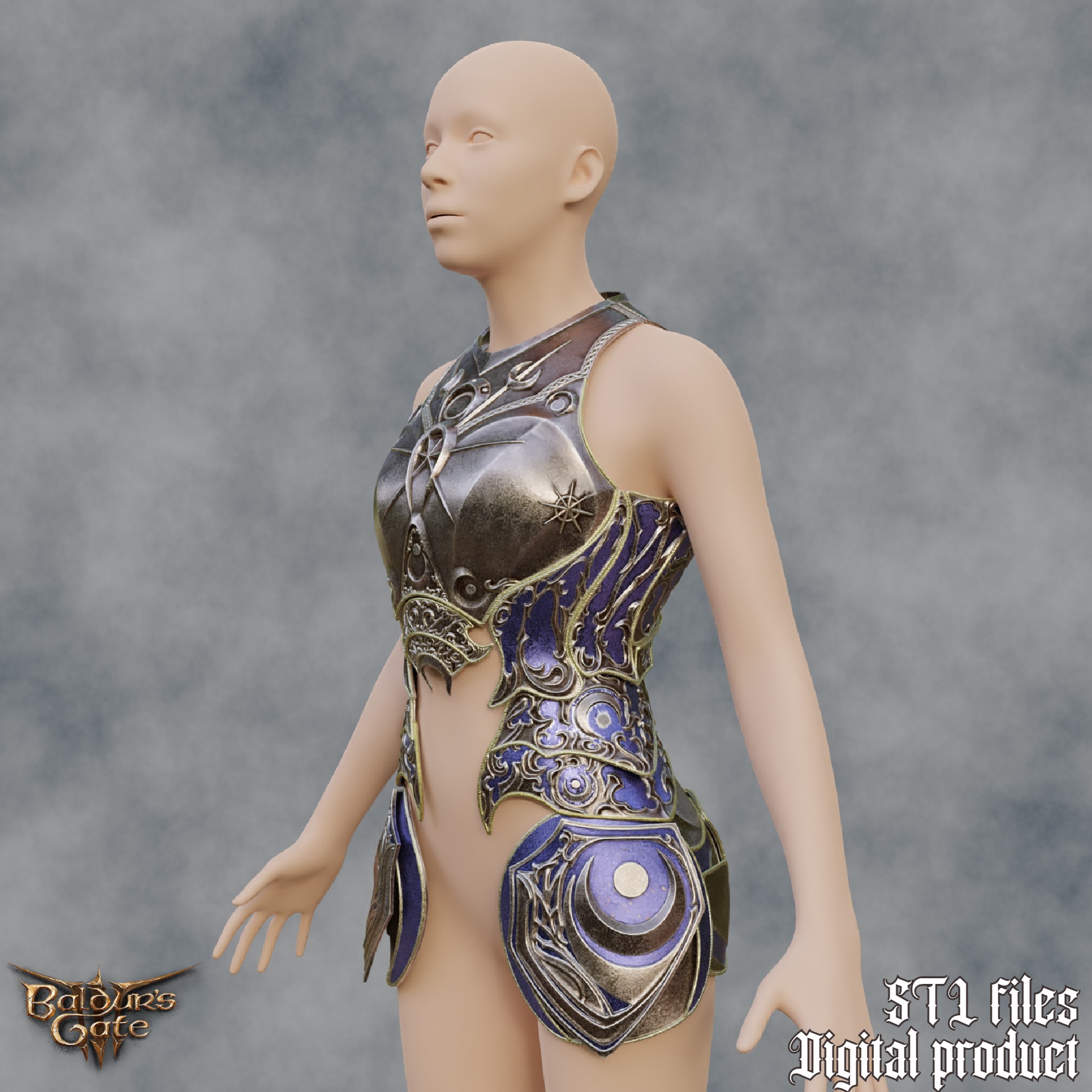 Fantasy Nightsong  Dame Aylin Cosplay Body Armor Baldurs Gate 3 3D print model_2
