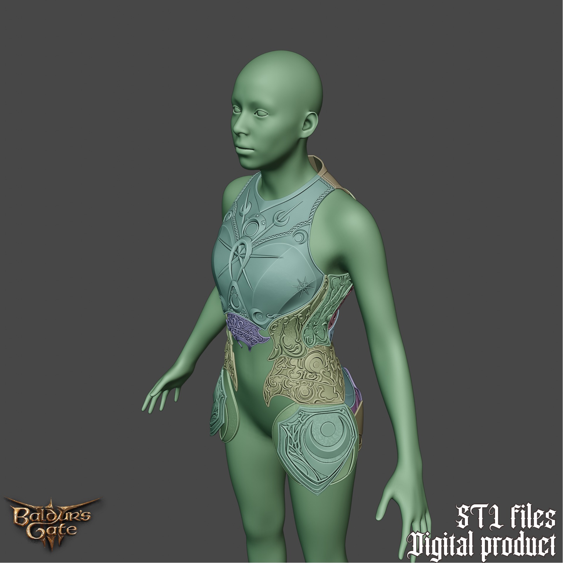 Fantasy Nightsong  Dame Aylin Cosplay Body Armor Baldurs Gate 3 3D print model_7