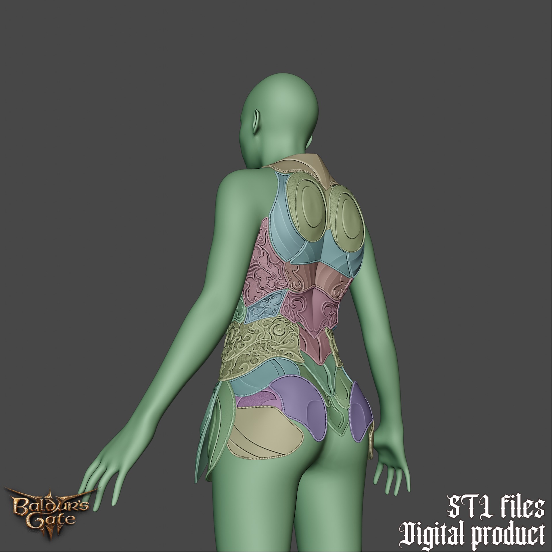 Fantasy Nightsong  Dame Aylin Cosplay Body Armor Baldurs Gate 3 3D print model_9