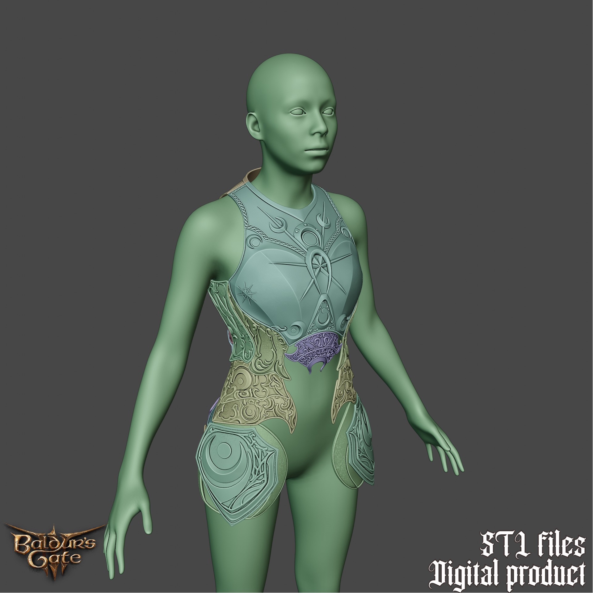 Fantasy Nightsong  Dame Aylin Cosplay Body Armor Baldurs Gate 3 3D print model_6