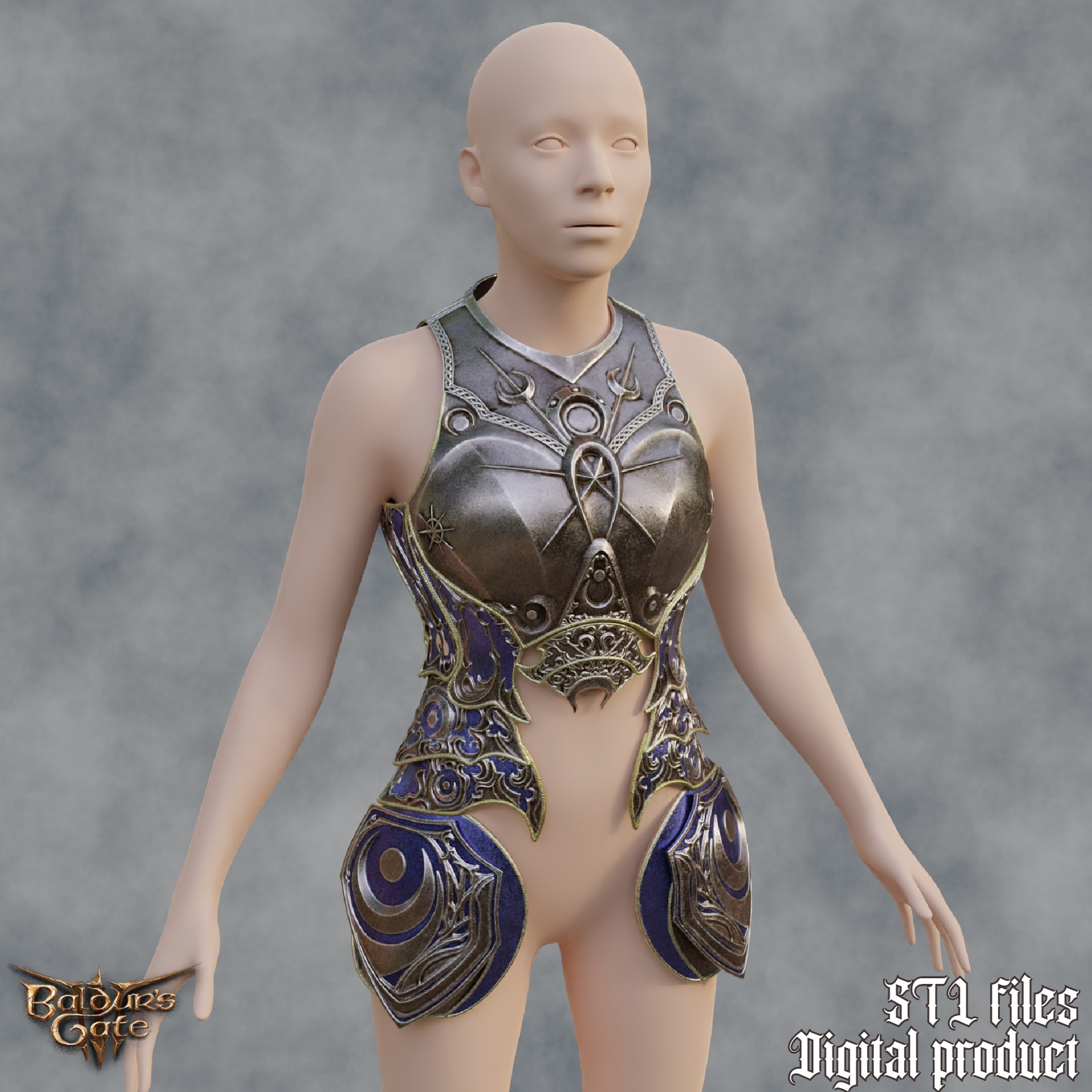 Fantasy Nightsong  Dame Aylin Cosplay Body Armor Baldurs Gate 3 3D print model_1