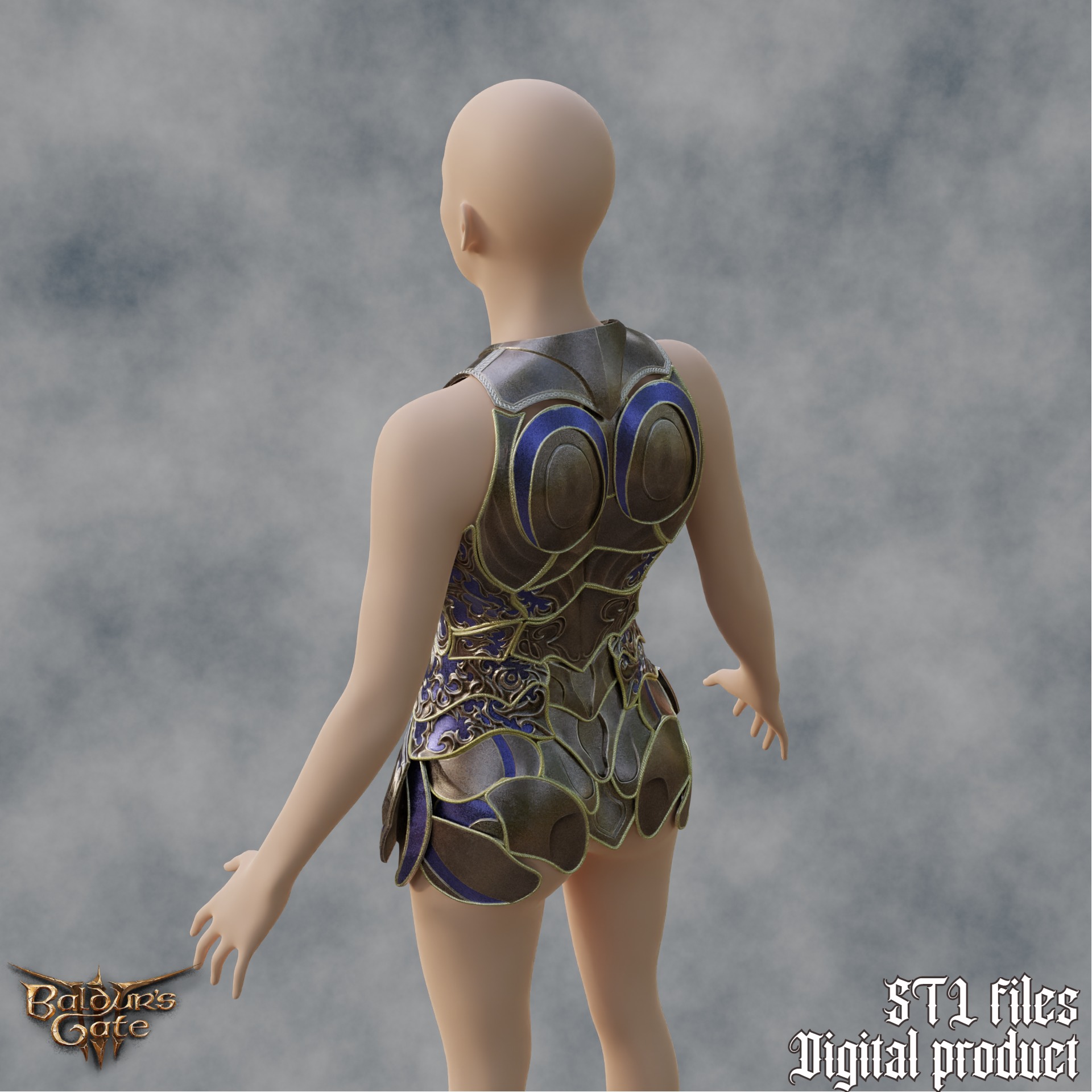 Fantasy Nightsong  Dame Aylin Cosplay Body Armor Baldurs Gate 3 3D print model_3