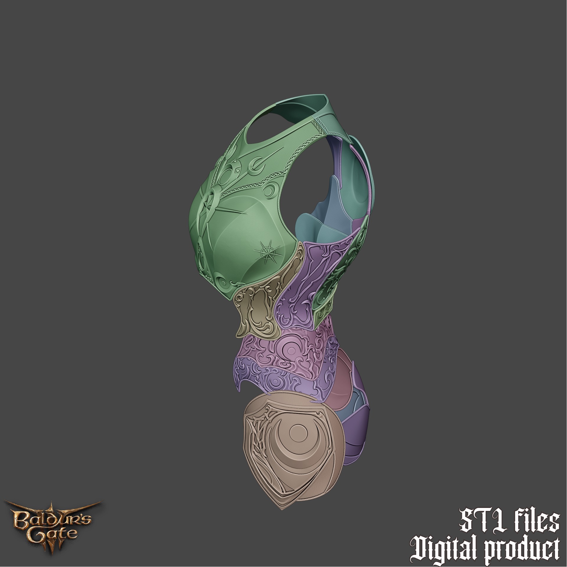 Fantasy Nightsong  Dame Aylin Cosplay Body Armor Baldurs Gate 3 3D print model_10