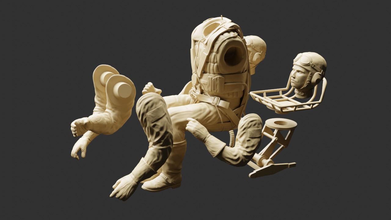 German WWII Stuka Gunner 3D print model_5