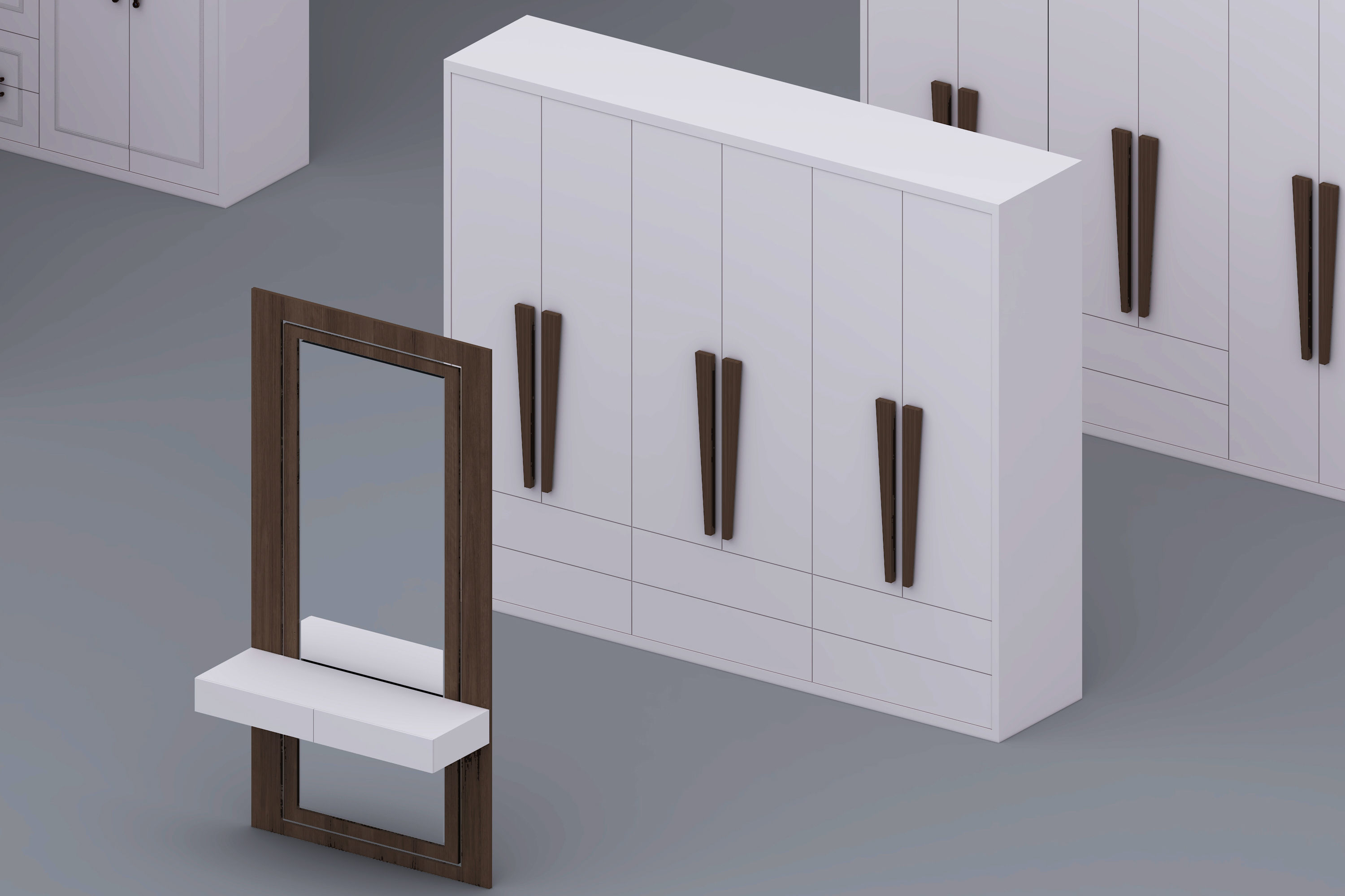 set of cabinets Low-poly 3D model_4