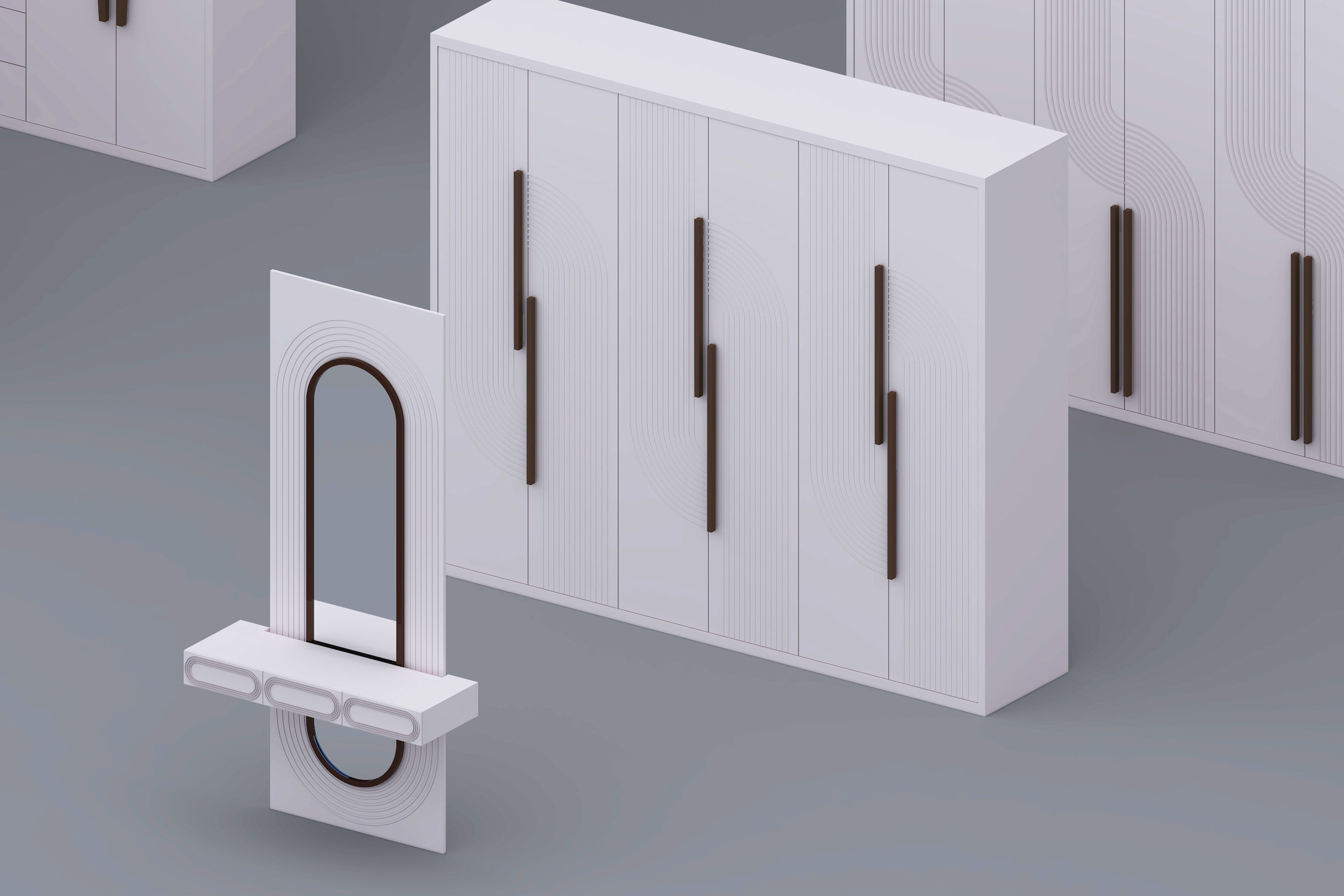 set of cabinets Low-poly 3D model_3